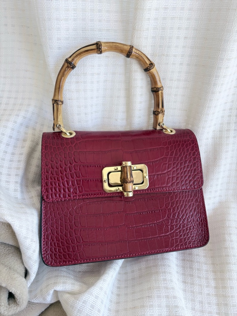 Burgundy Italian Leather Crossbody Bag